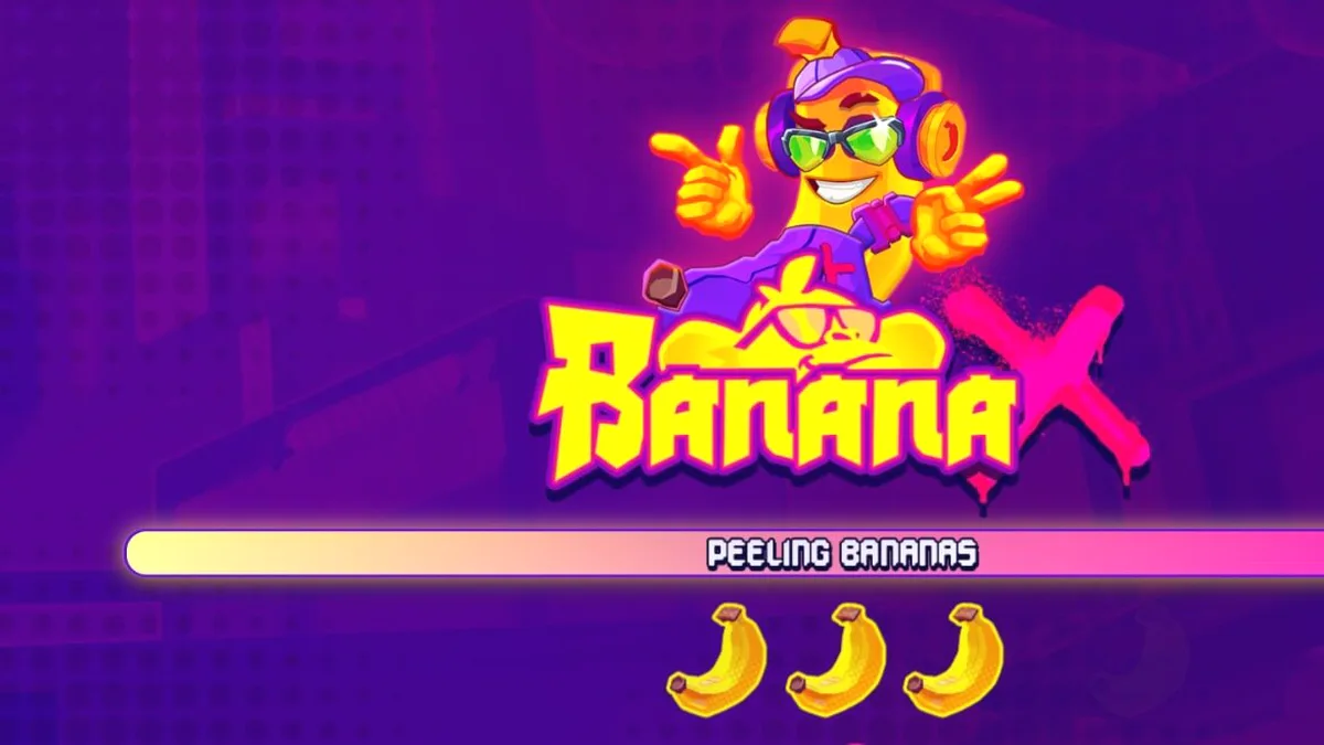 Tampilan visual neon dan simbol buah dalam slot Banana X